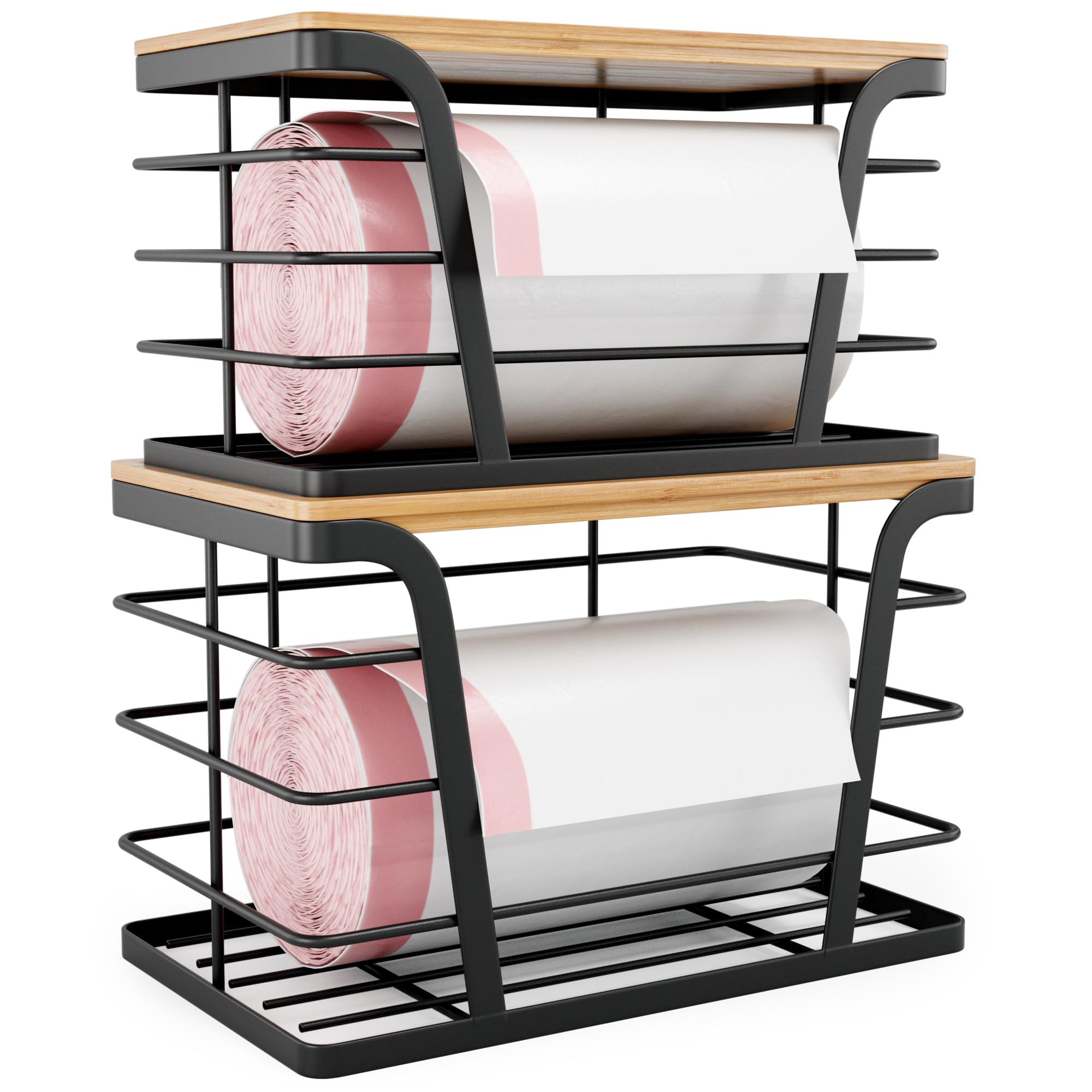 TIDIIABODE front view of both stackable holders showing organized storage benefit