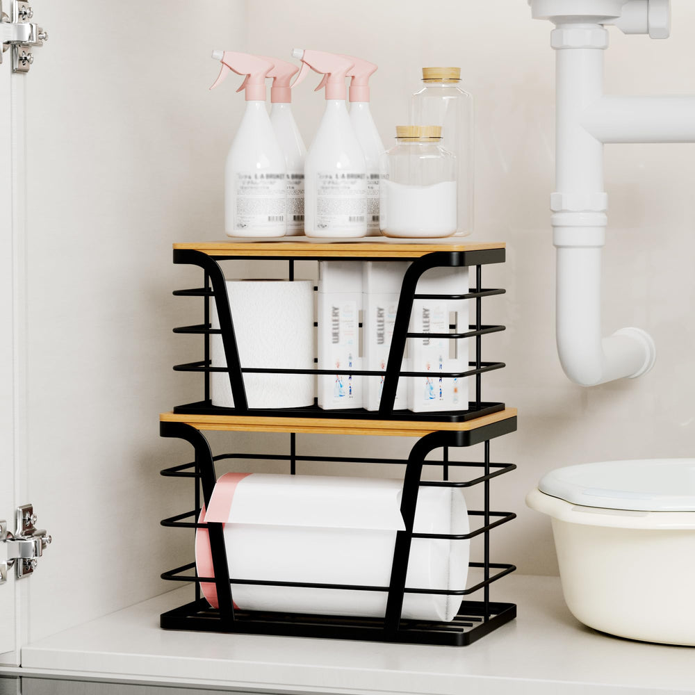 TIDIIABODE mounted under sink with cleaning supplies showcasing easy-install benefit