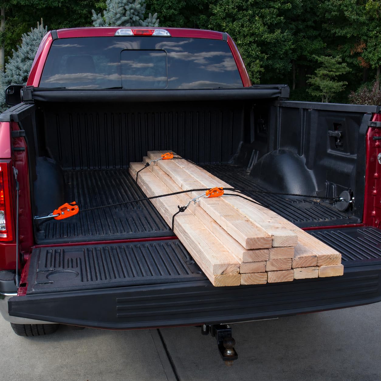 Tie Boss securing trailer cargo, brand safe reliable tie down
