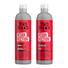 TIGI Bed Head Resurrection front packaging showing dual bottles and large size benefit