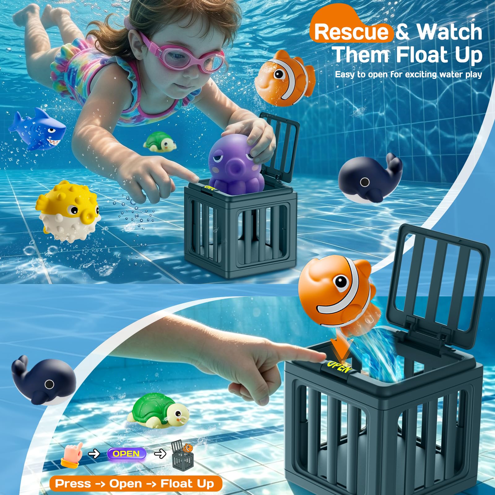 Tikduck dive cage weighted-bottom detail demonstrating stable underwater positioning