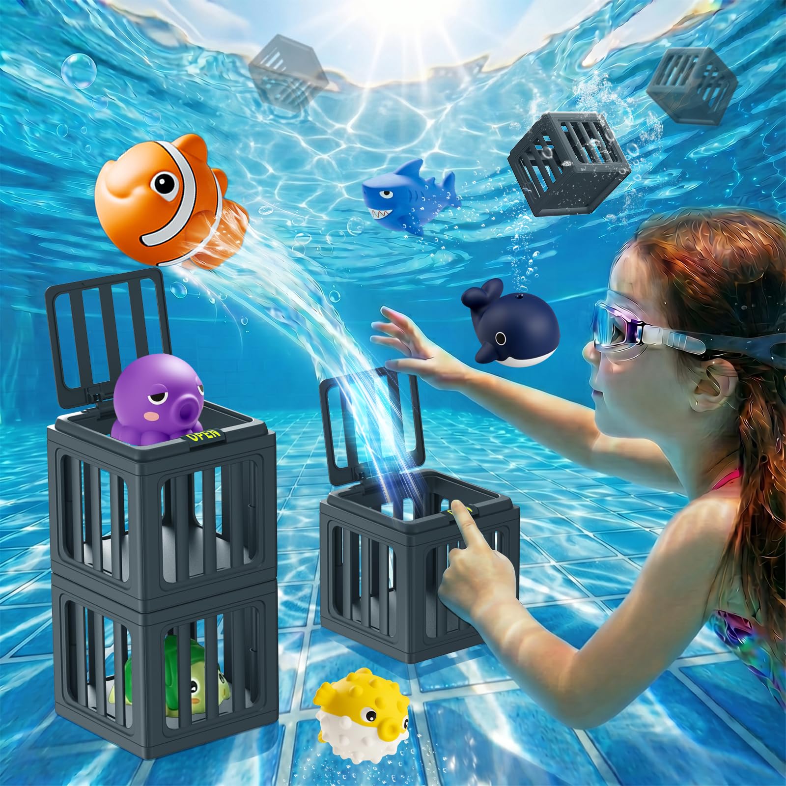 Tikduck front packaging showing the pool diving toy set and quick play overview
