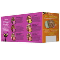 TIKI PETS open 2.8 oz can overhead revealing flaked seafood in consommé for easy serving