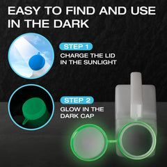Tilcare glow-in-the-dark lid glowing at night for easy low-light locating and convenience