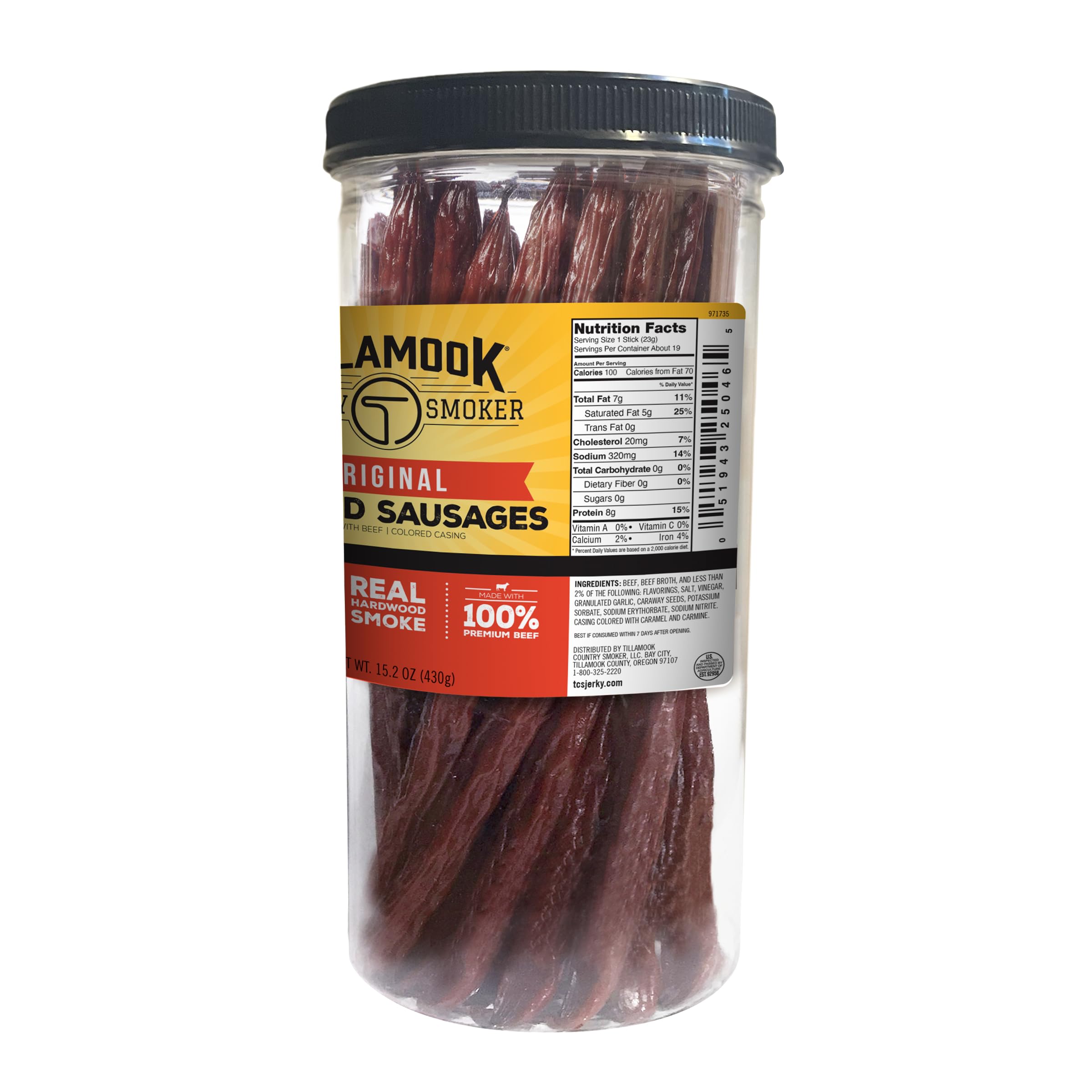 Tillamook Country Smoker sliced stick texture and smoke ring, displays quality beef