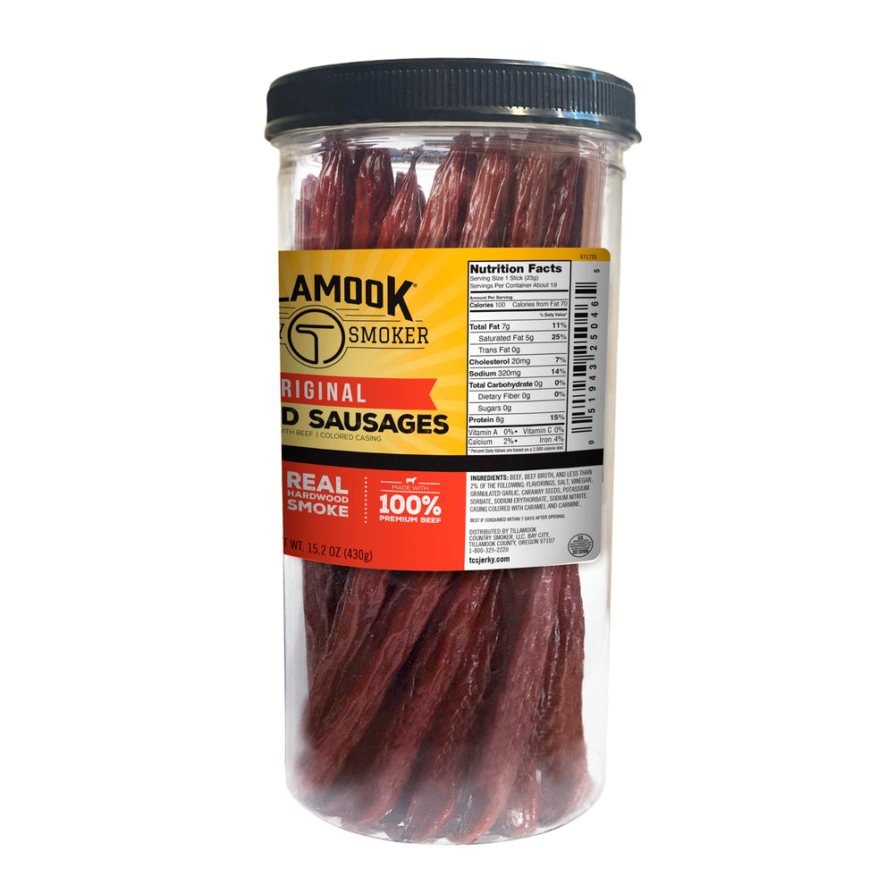 Tillamook Country Smoker sliced stick texture and smoke ring, displays quality beef