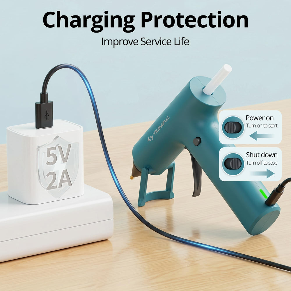 TILSWALL USB charging port detail illustrating recommended 5V/2A recharge convenience