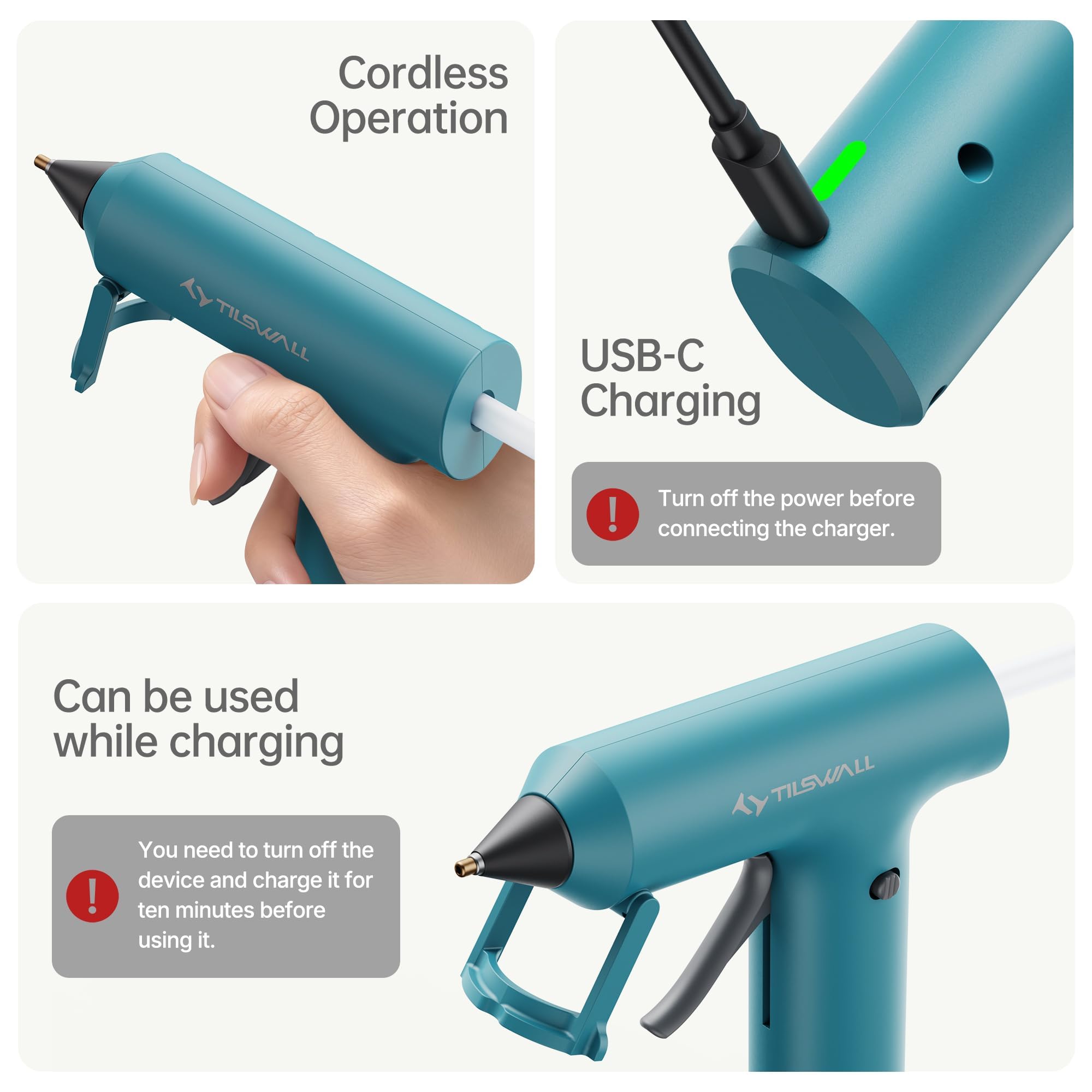 TILSWALL gun with 20 mini glue sticks included for immediate DIY and repair projects