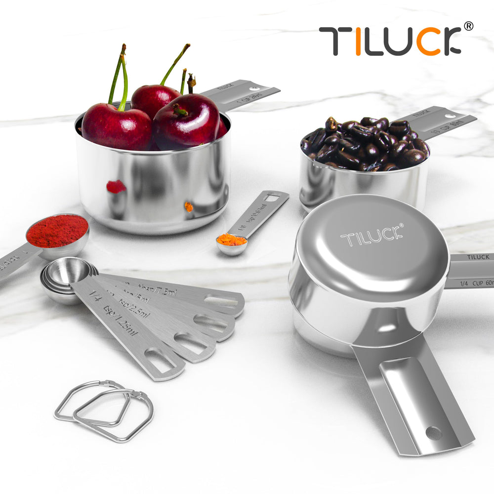 TILUCK measuring set on kitchen counter demonstrating practical everyday baking use