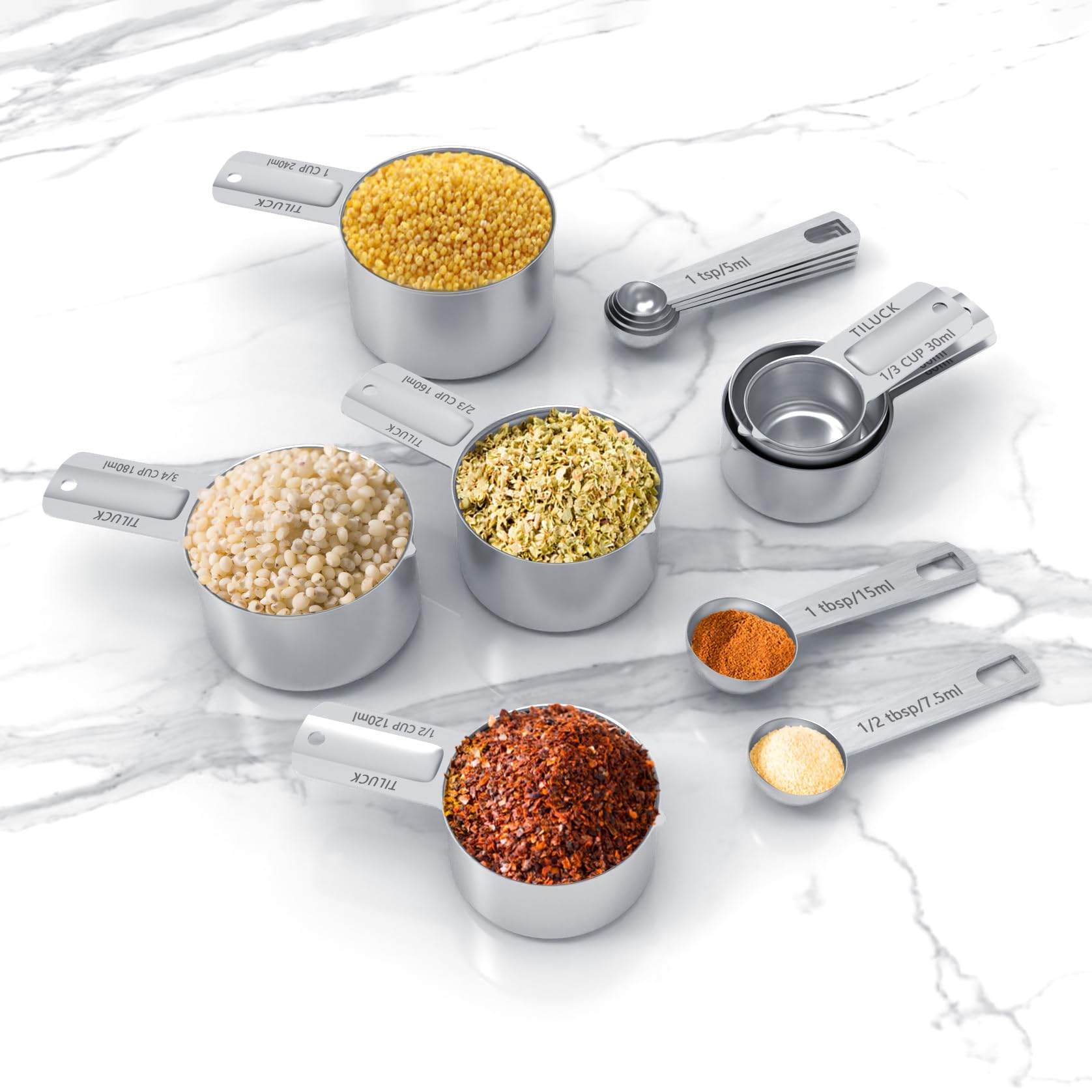 TILUCK measuring cup next to a ruler to show size and accurate capacity for recipes