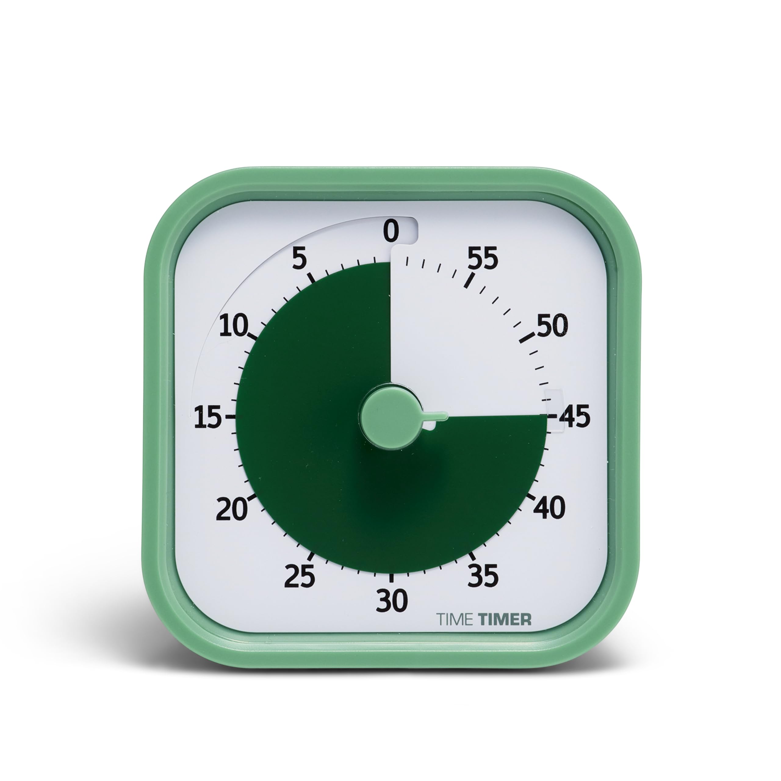 TIME TIMER front view Fern Green showing clear red disk for quick time awareness