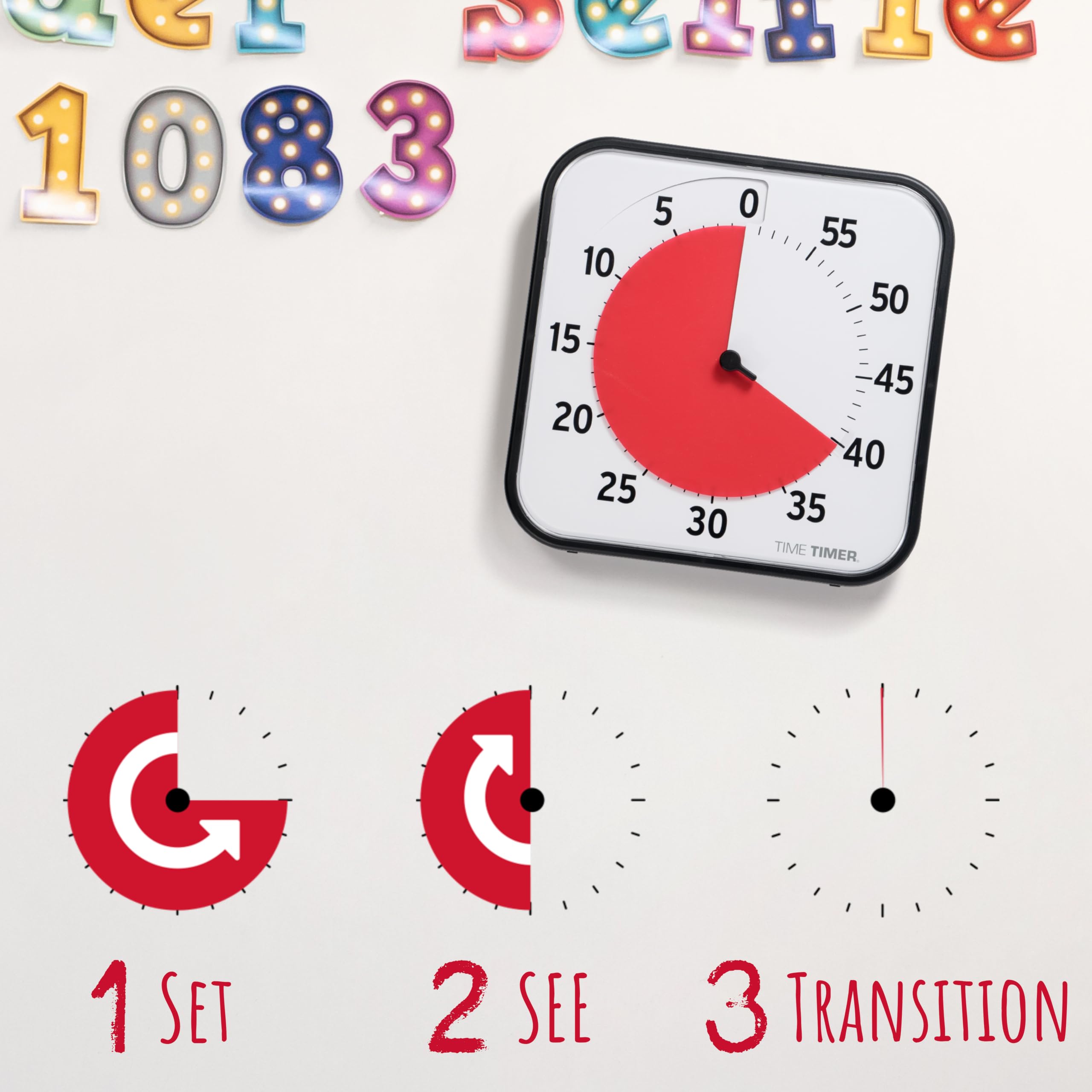 TIME TIMER magnetic back attached to whiteboard for flexible classroom placement