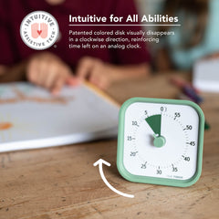 TIME TIMER on study desk beside books showing focused, distraction-free timing