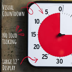 TIME TIMER close-up of red disk disappearing to show elapsed time clearly