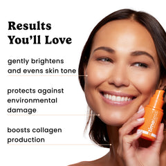 Timeless Skin Care bottle in hand for size and scale to convey quantity benefit