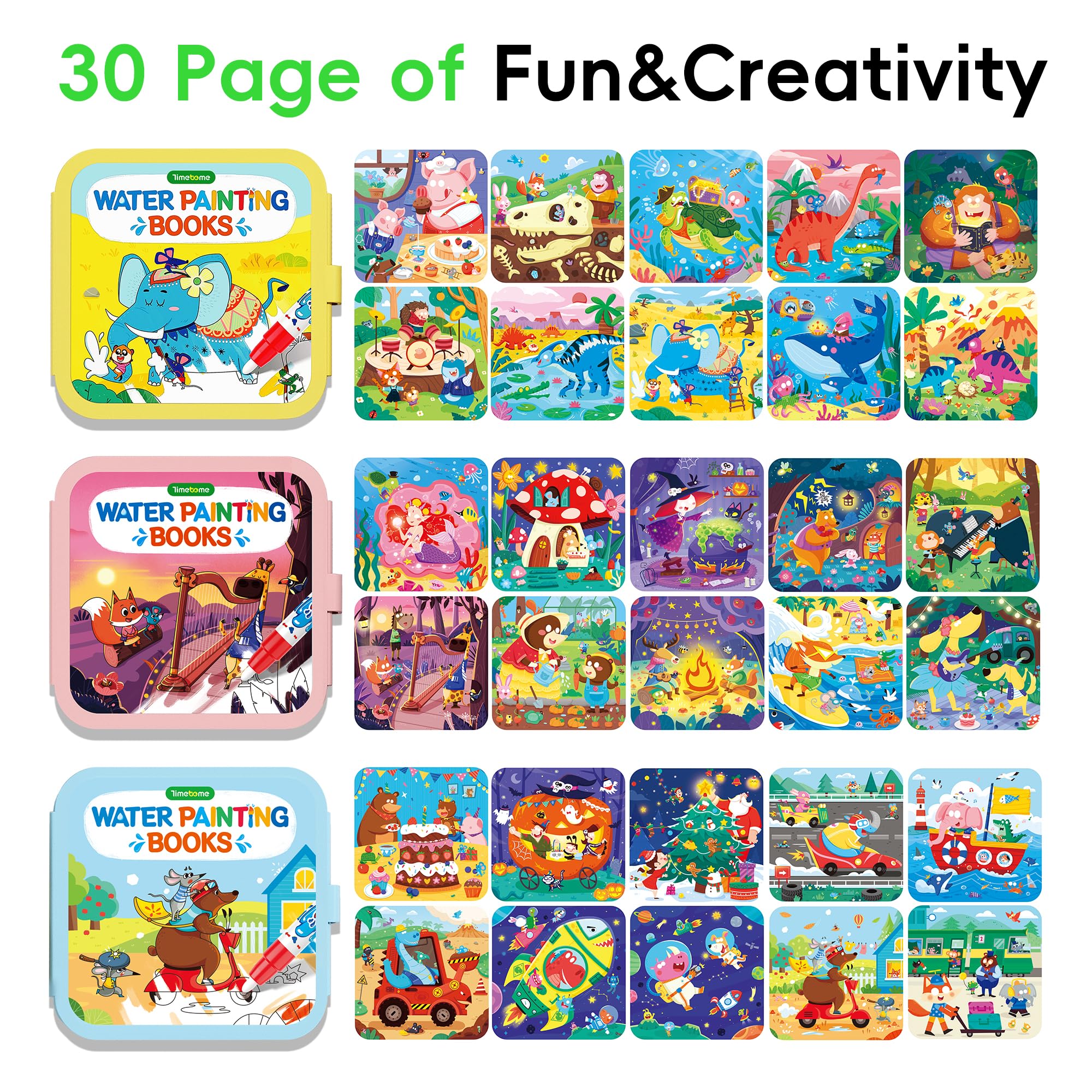 Timetome front cover dinosaur theme with colorful prehistoric scenes to engage toddlers