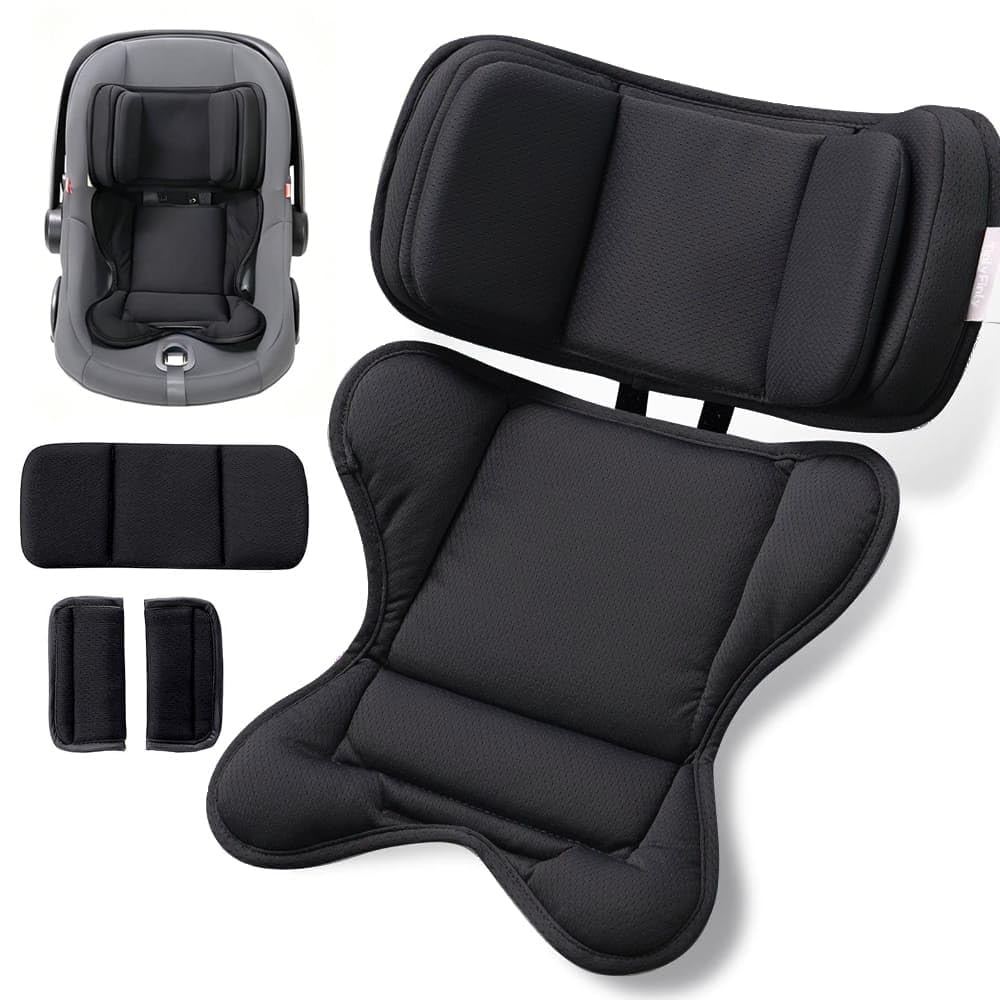 TinlyFinly front view of black infant insert showing full cushioning and contour benefit