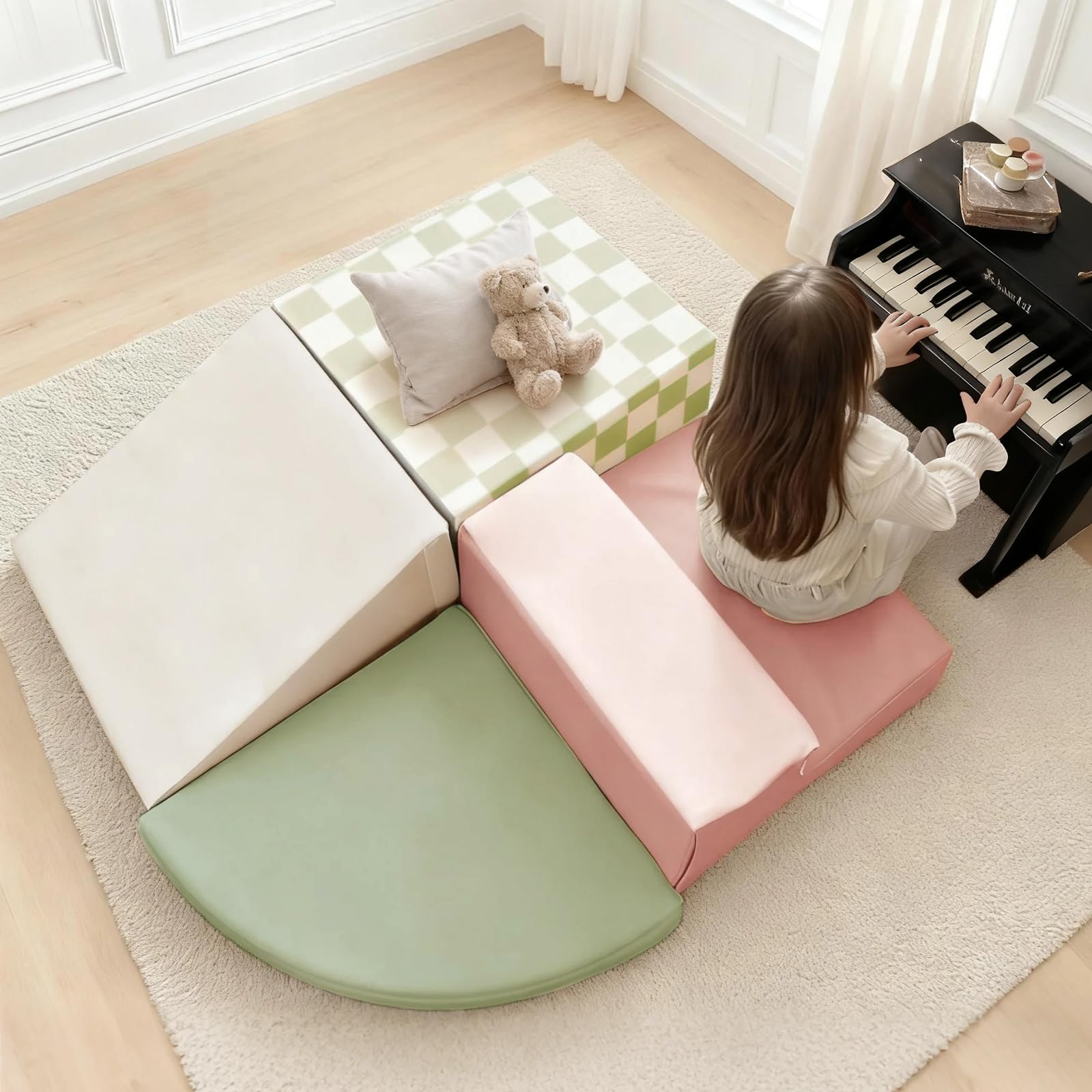 Tiny Land lifestyle in living room, complements home decor while enabling indoor activity