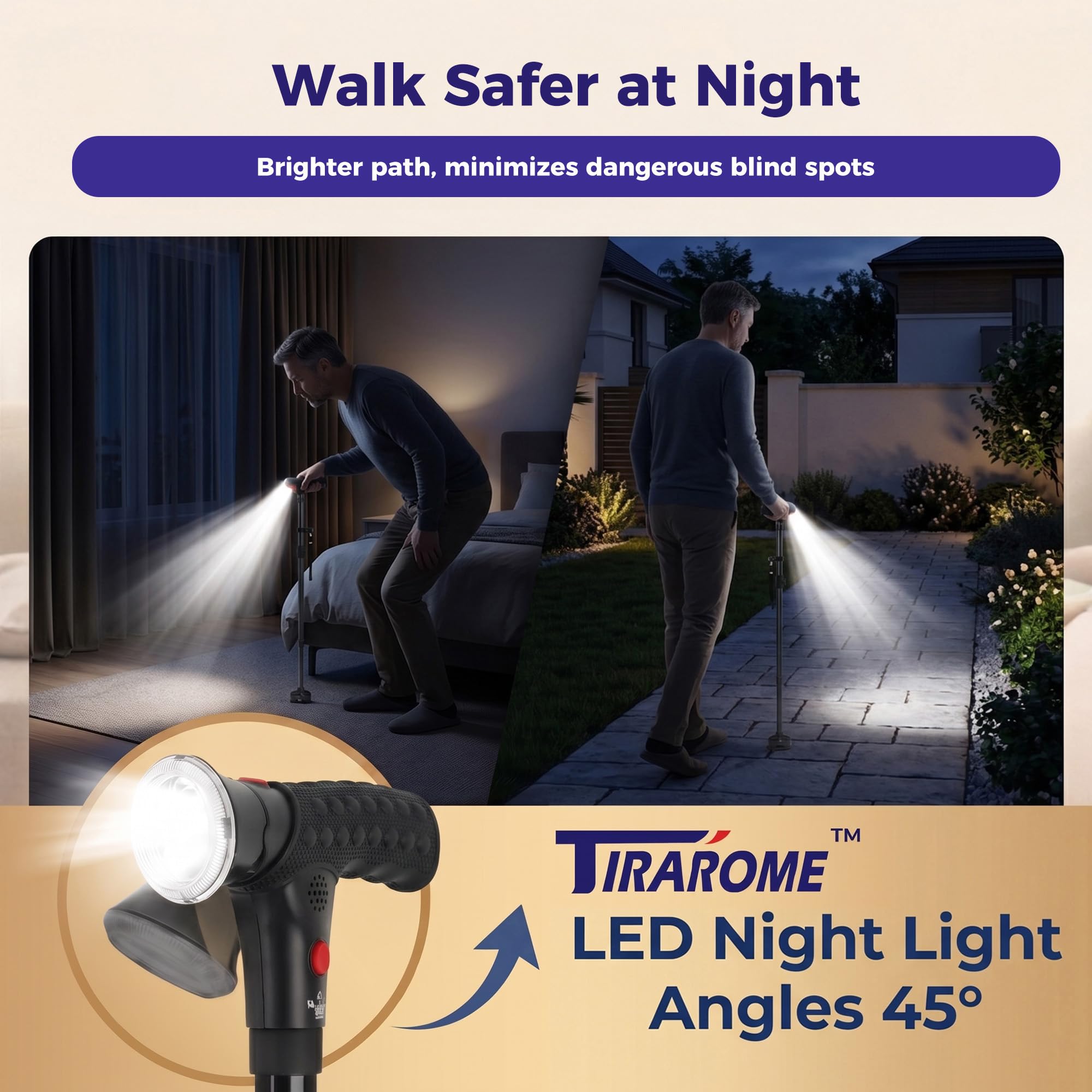 TIRAROME close-up of 45° LED headlight improving nighttime visibility