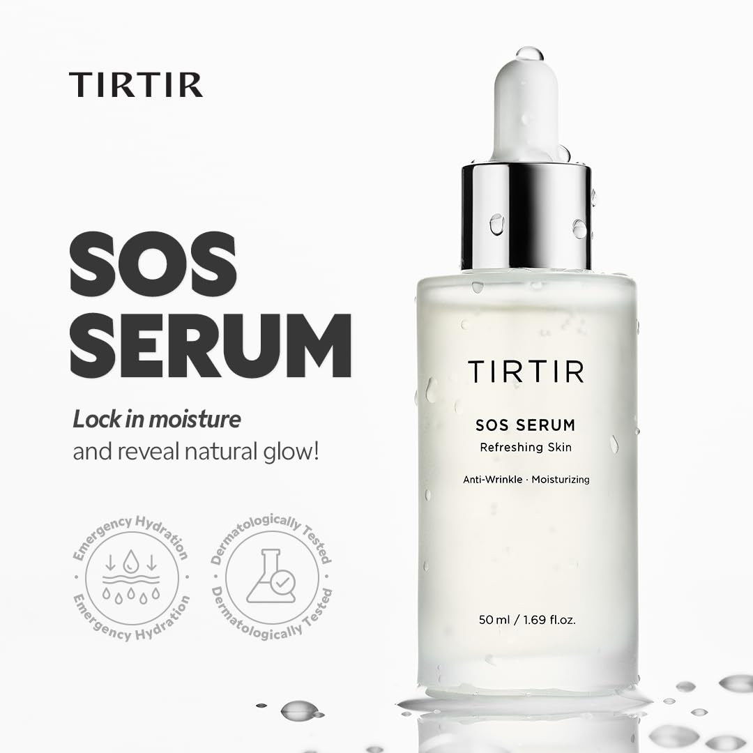 TIRTIR serum texture on hand, demonstrates lightweight hydration and glow