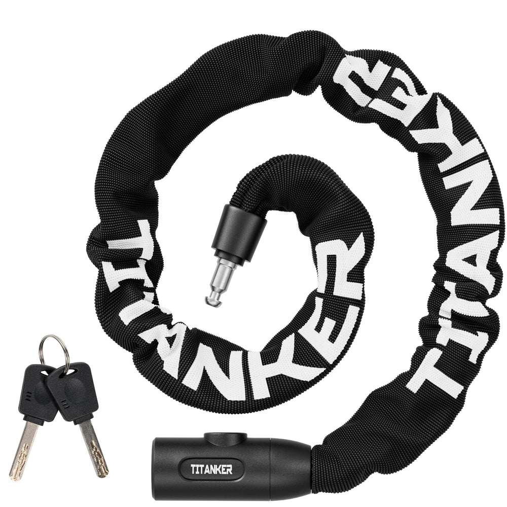 Titanker front view of chain lock showing lock body and sleeve, secure visibility