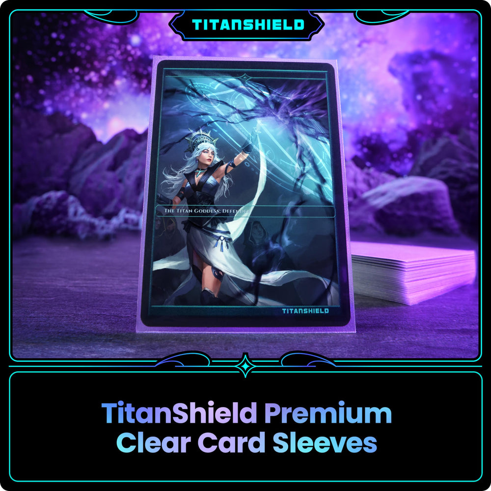 TitanShield sleeved Pokémon card showing clear face protection and display benefit