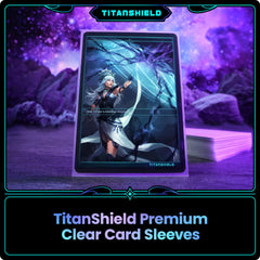 TitanShield sleeved Pokémon card showing clear face protection and display benefit