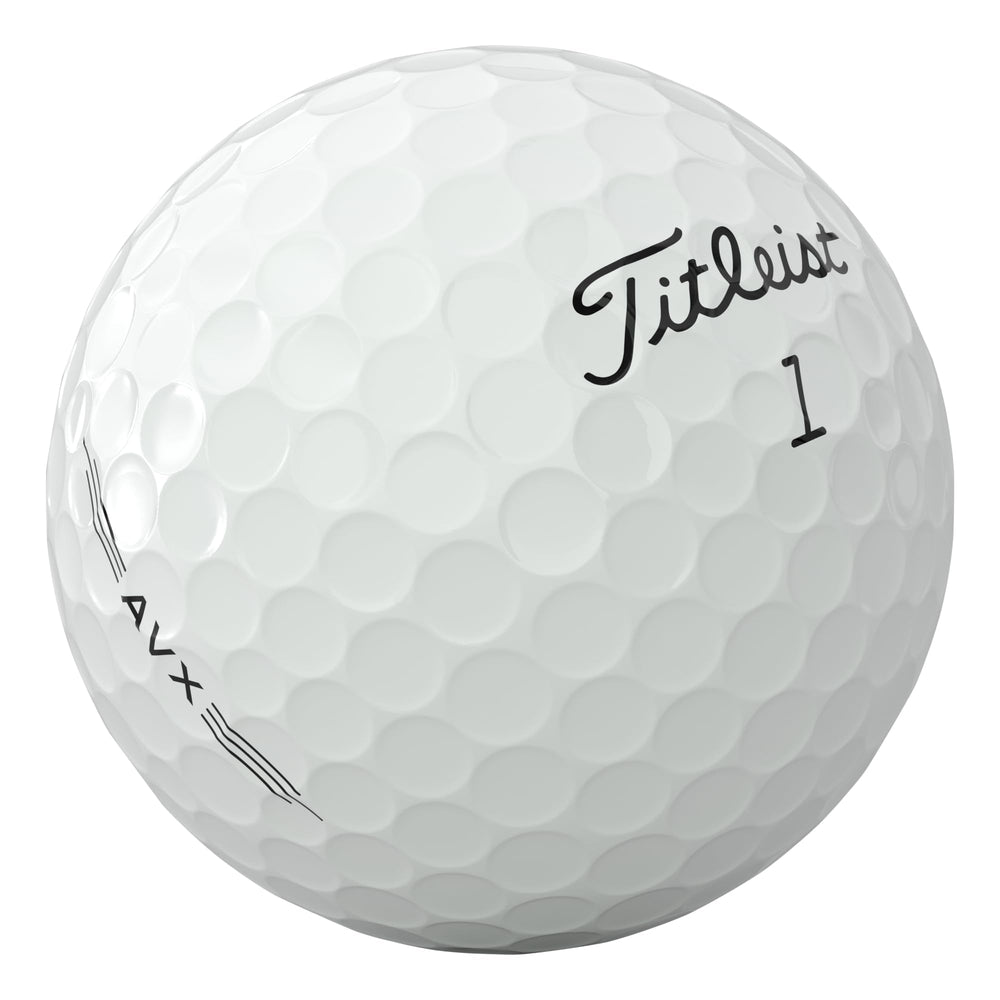 Titleist AVX close-up of 346 quadrilateral dimple pattern for penetrating flight