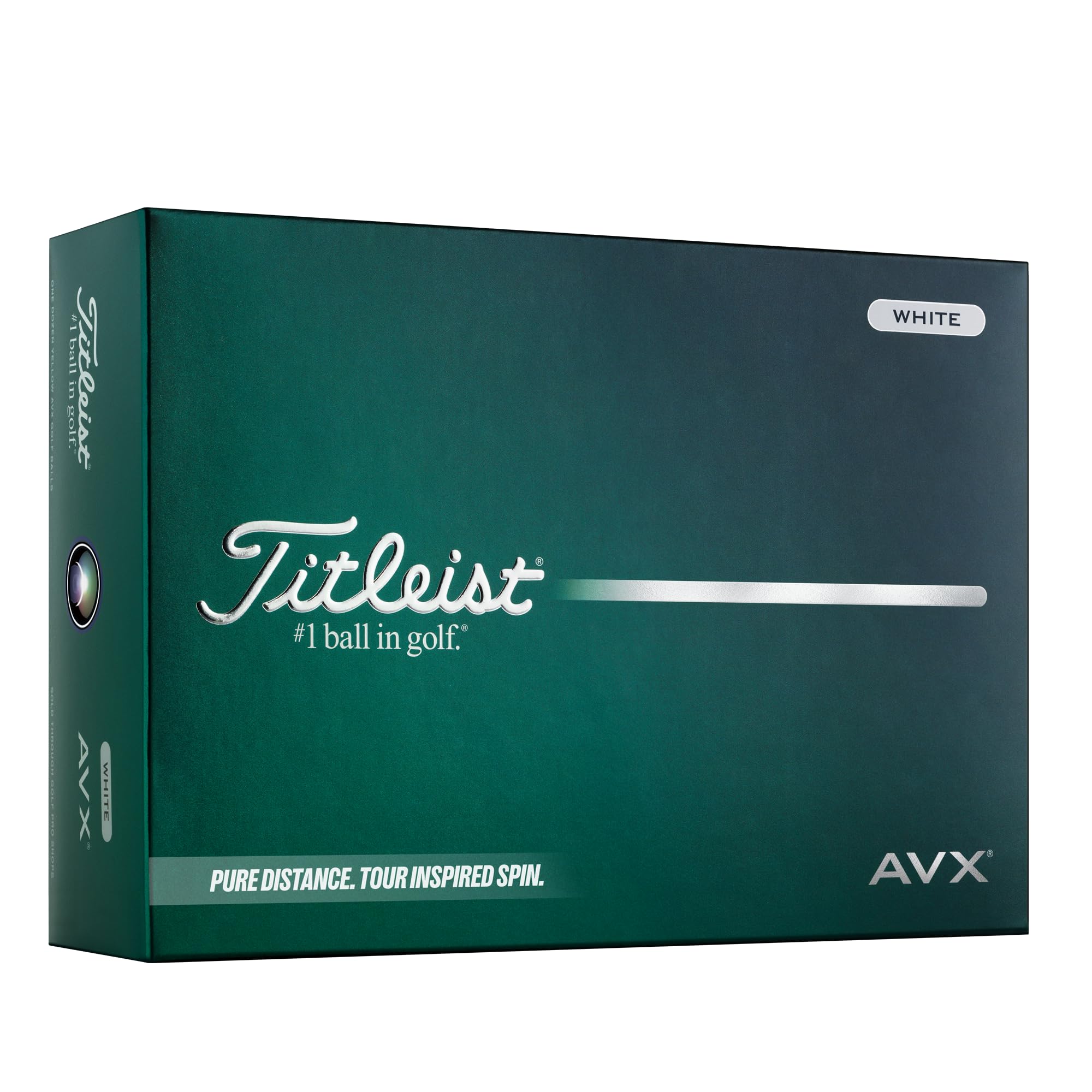 Titleist AVX front packaging showing premium ball design and performance
