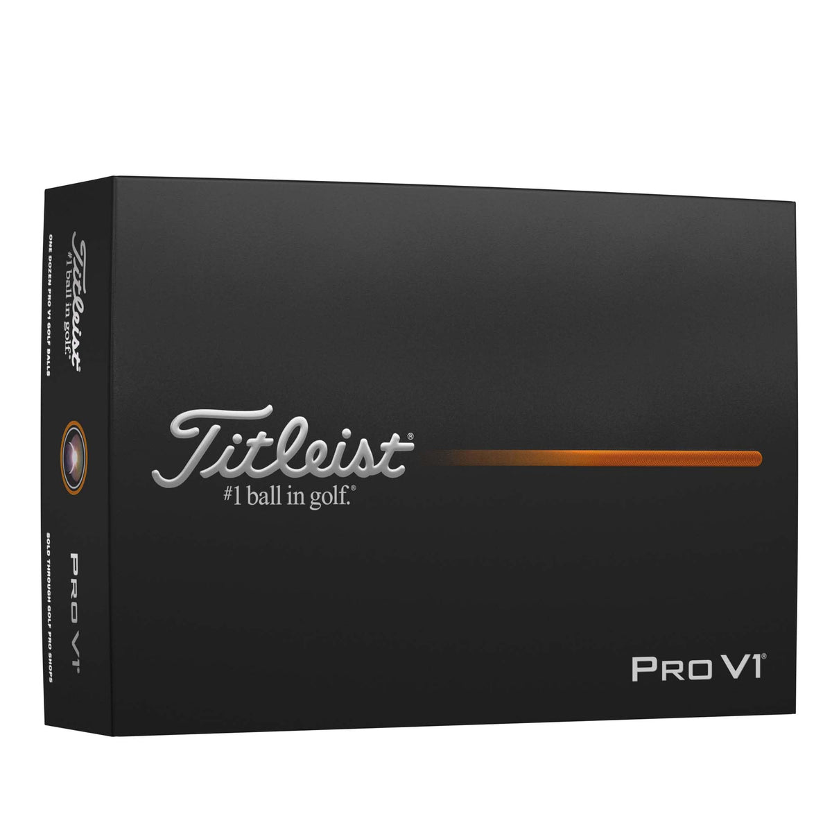 Titleist Pro V1 front packaging shows premium box and branding, conveys quality