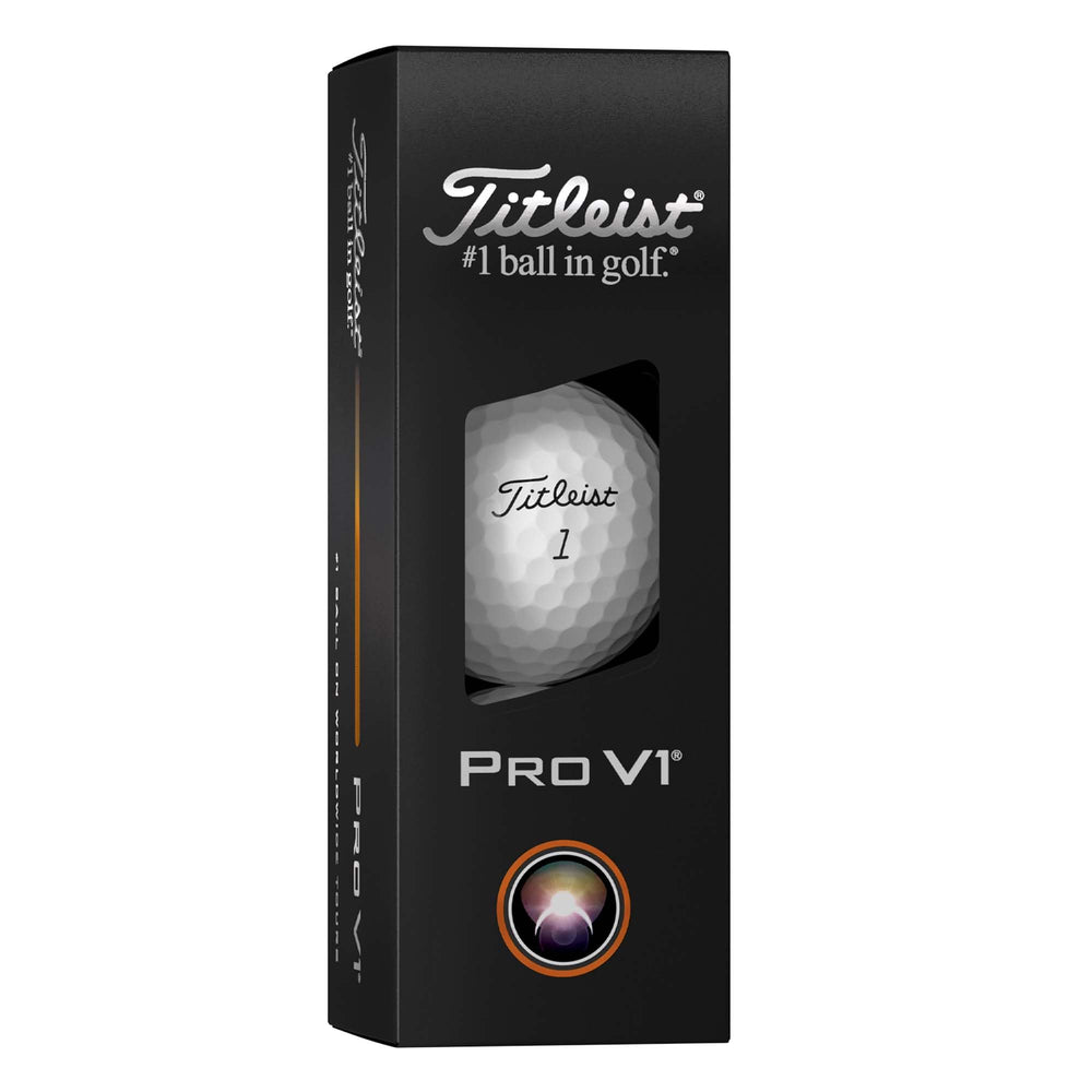 Titleist Pro V1 single ball close-up highlights logo and soft finish for feel