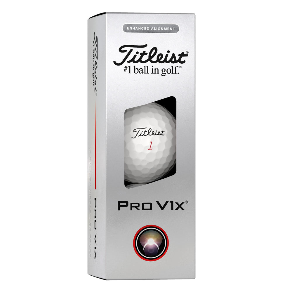 Titleist Pro V1x extended alignment stamp close-up for improved aiming