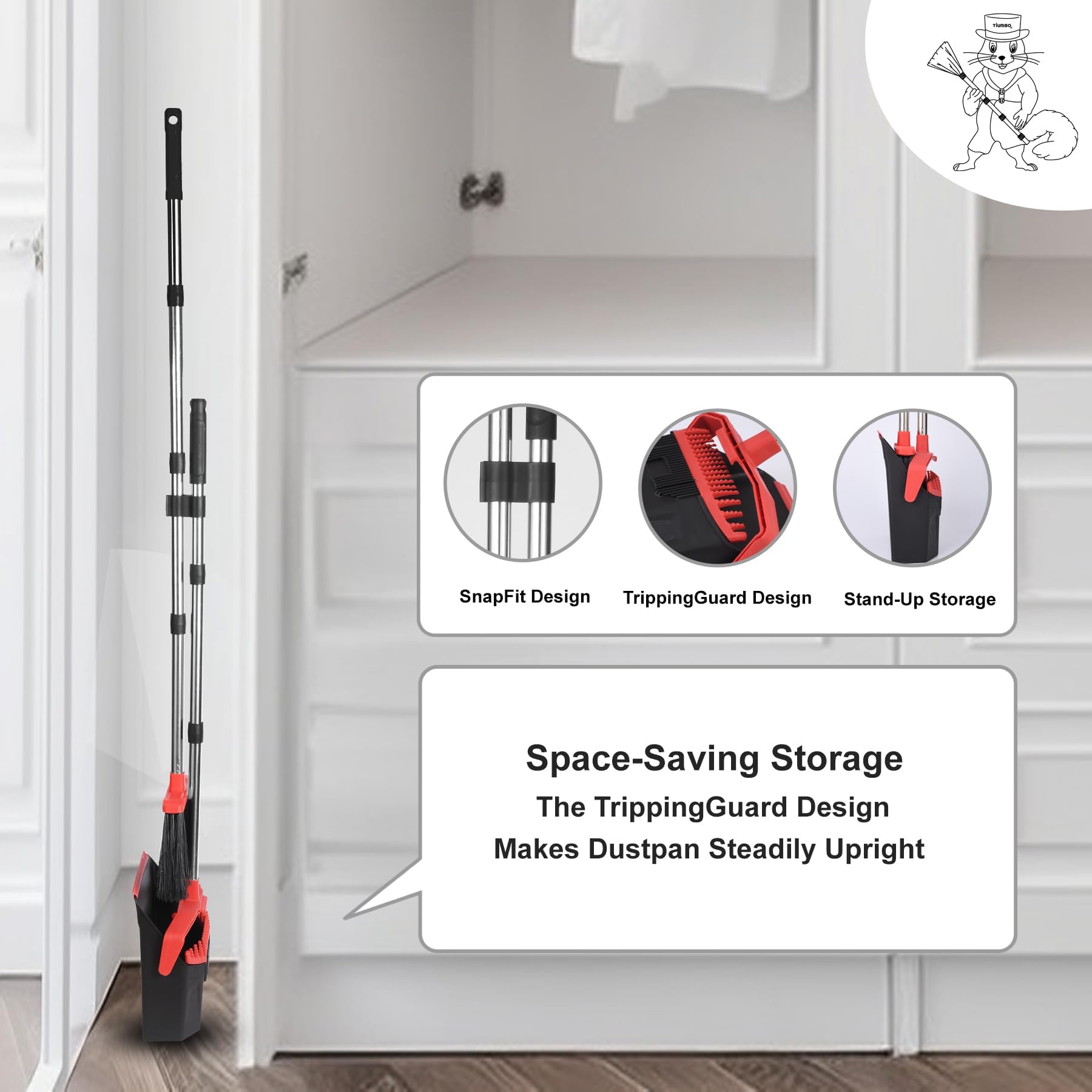 Tiumso broom sweeping kitchen floor for faster cleaning performance