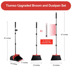 Tiumso broom extended to 51 inches demonstrating ergonomic reach
