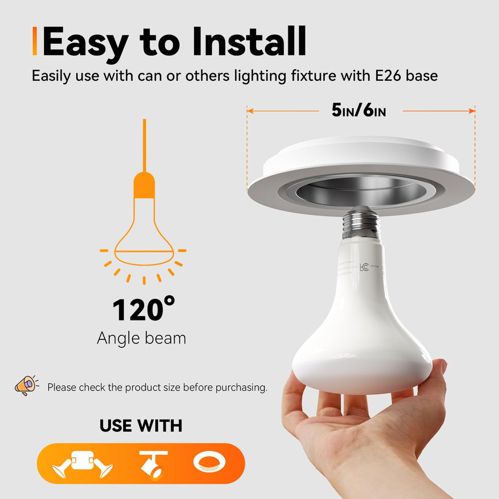 TJOY BR30 E26 base detail showing secure fit and easy installation