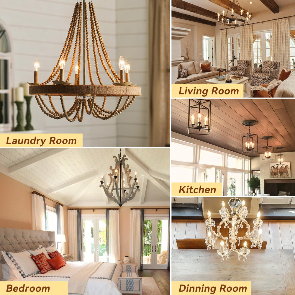 TJOY bulbs in a dining room setting illustrating decorative appeal and cozy lighting