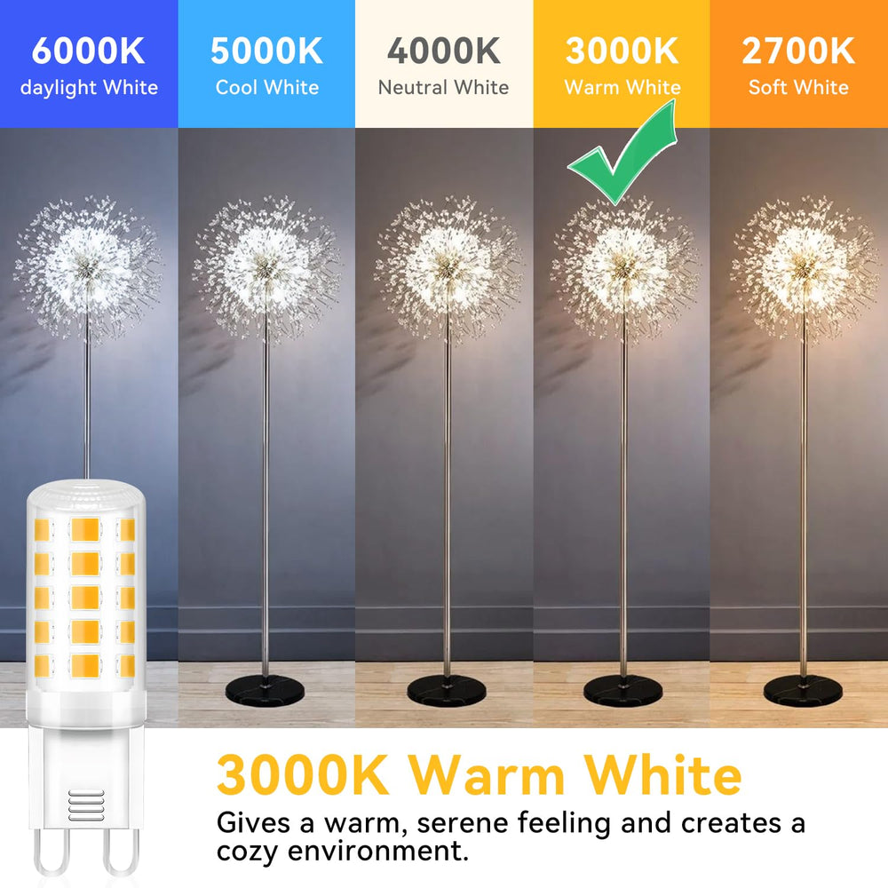 TJOY G9 LEDs installed in a chandelier creating warm ambient lighting