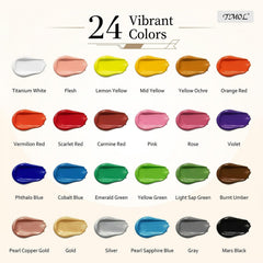 TMOL array of 60ml bottles lined up to show color variety and rich pigments