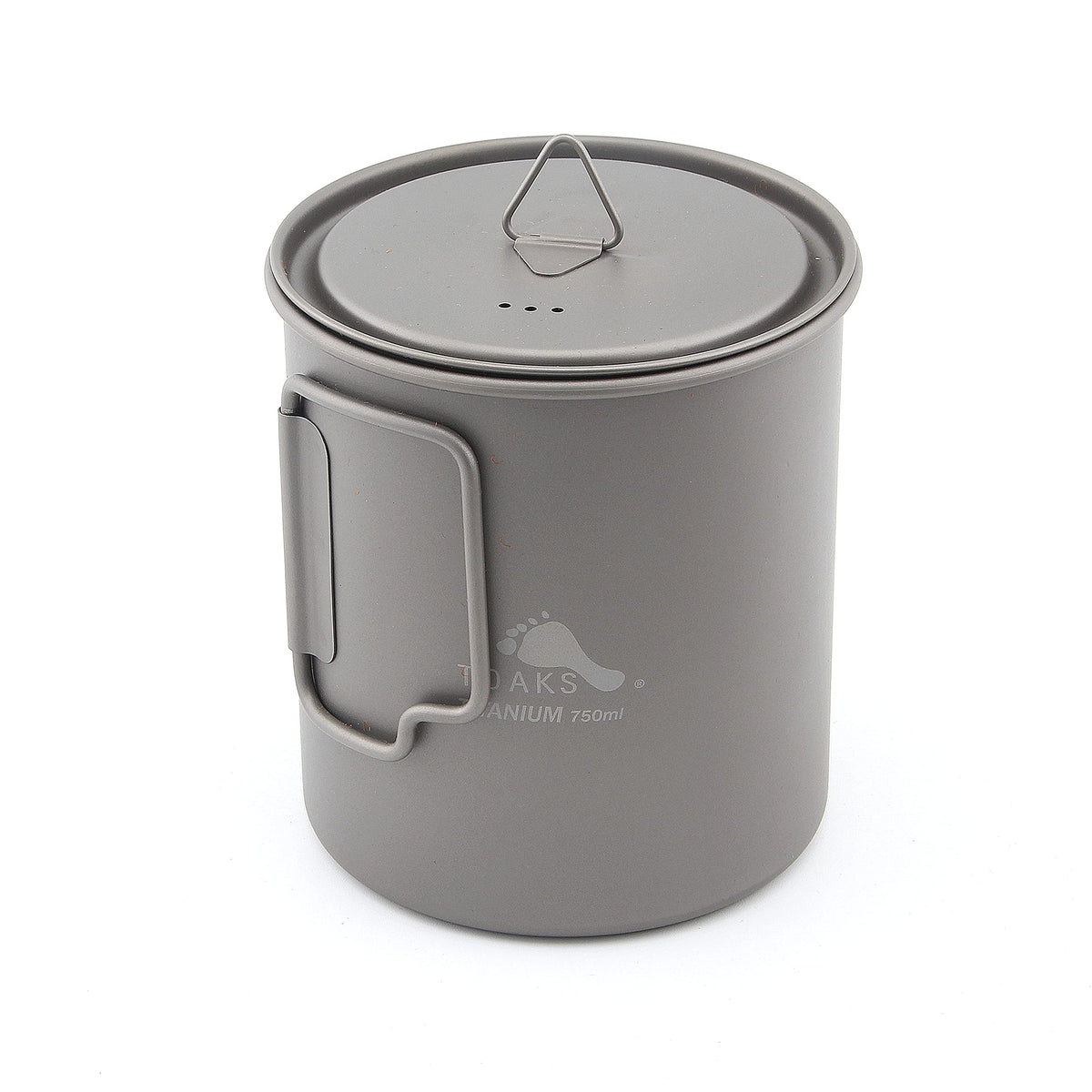 TOAKS pot front view showing compact shape and lightweight benefit