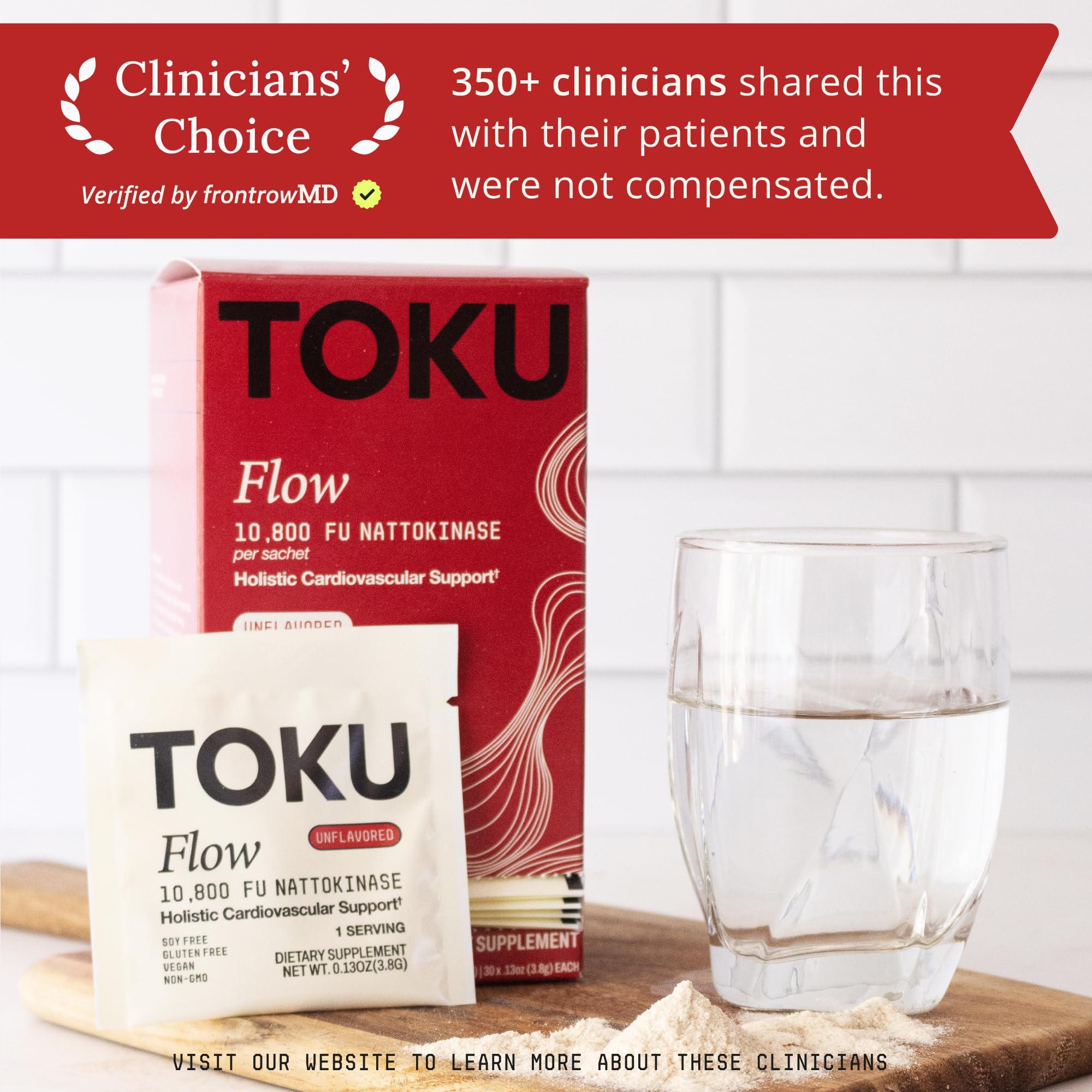 Toku scale comparison spoon and container showing serving size and 30 servings quantity