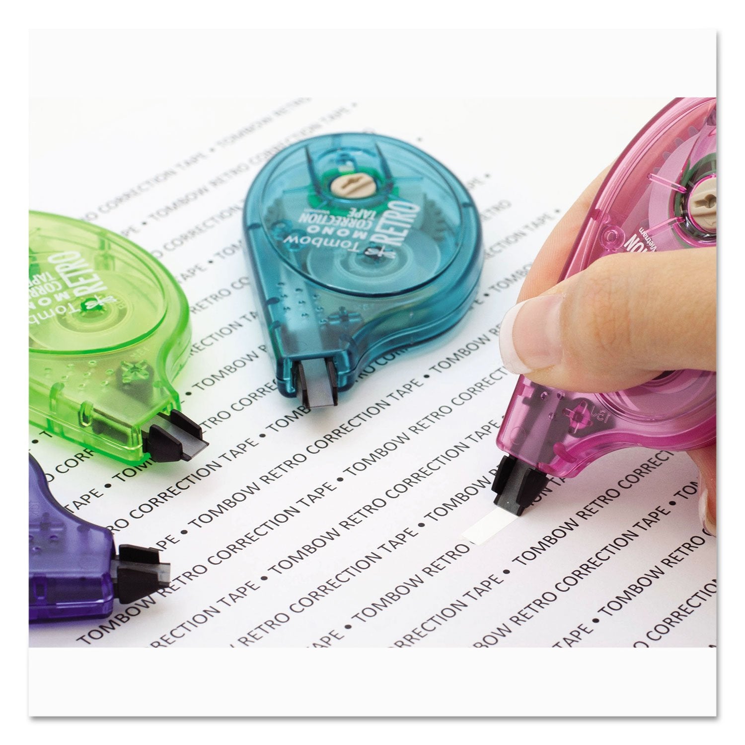 Tombow Mono close view of tape head for precise single-line correction benefit