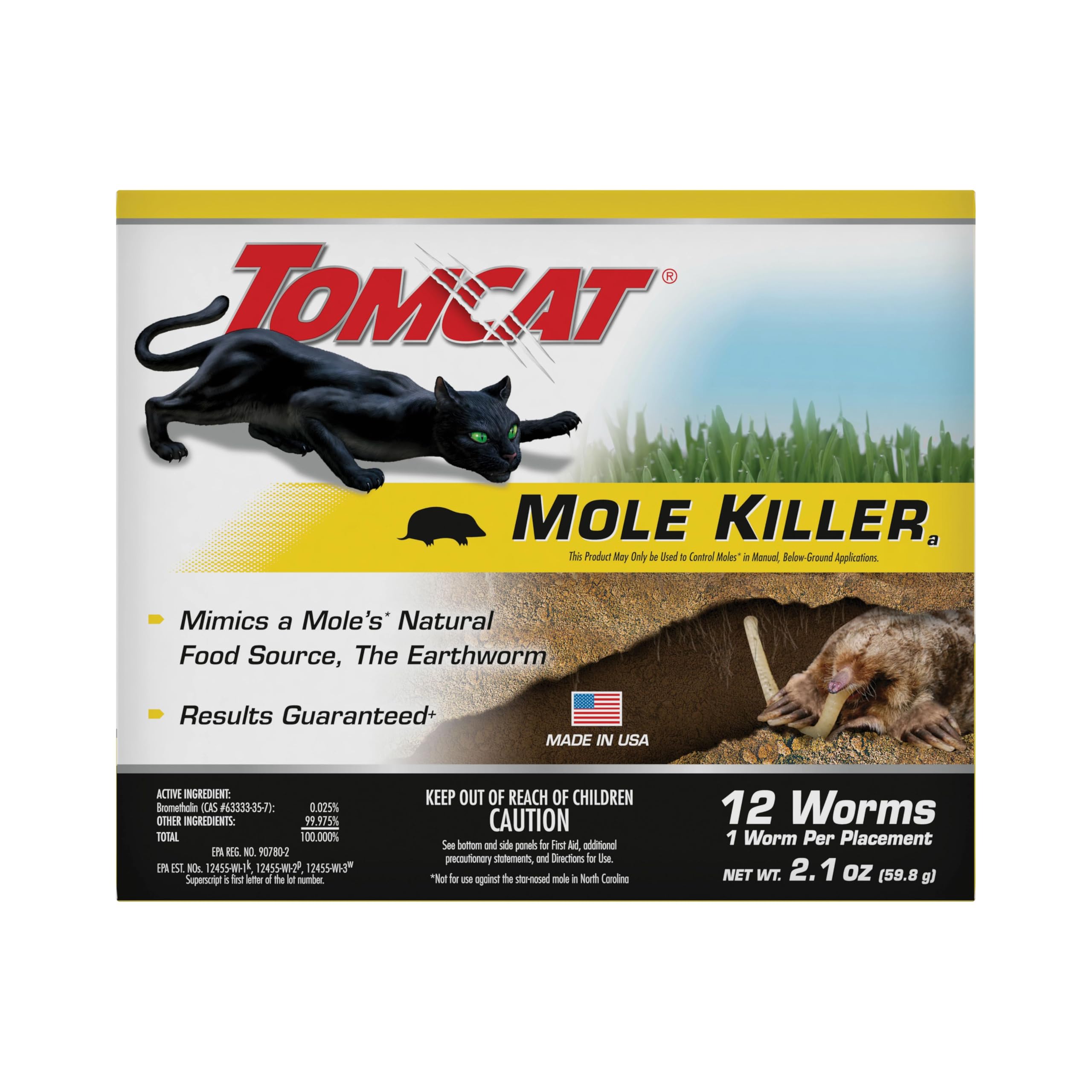 Tomcat front packaging showing 12 ready-to-use baits and clear instructions benefit fast identification