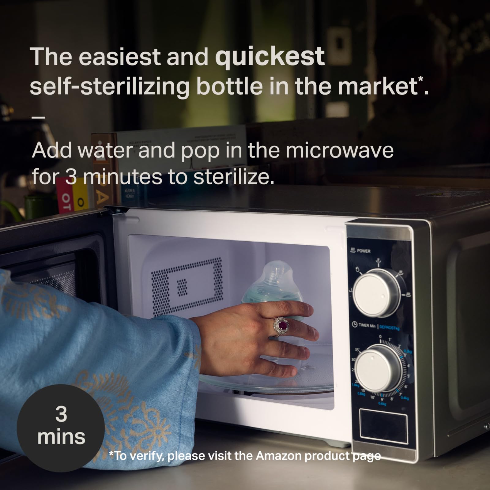 Tommee Tippee bottle showing clear measurement markings for accurate feeding