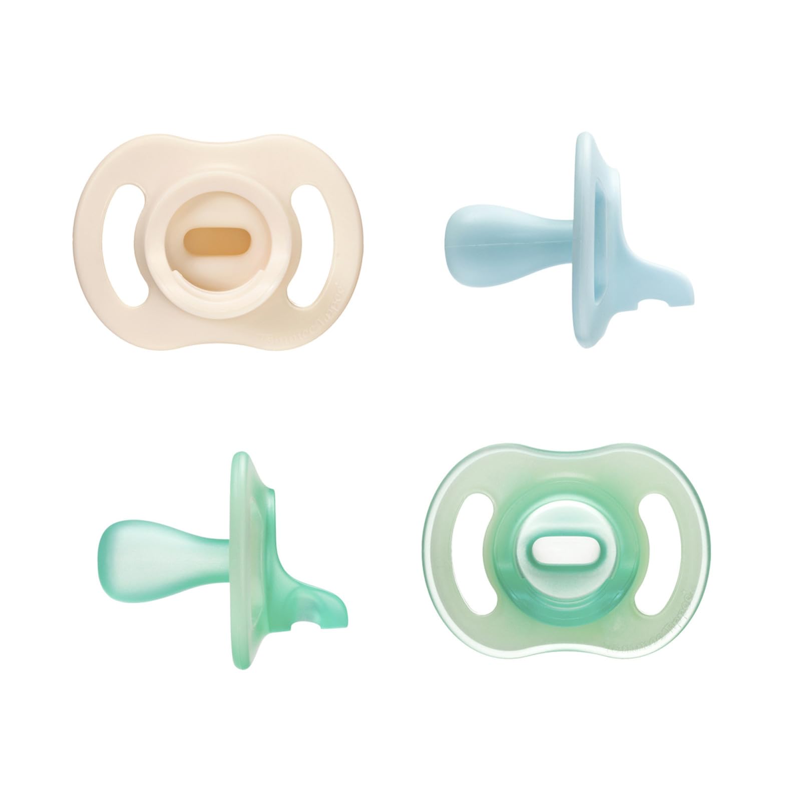 Tommee Tippee front packaging showing four stayput pacifiers and pack benefits