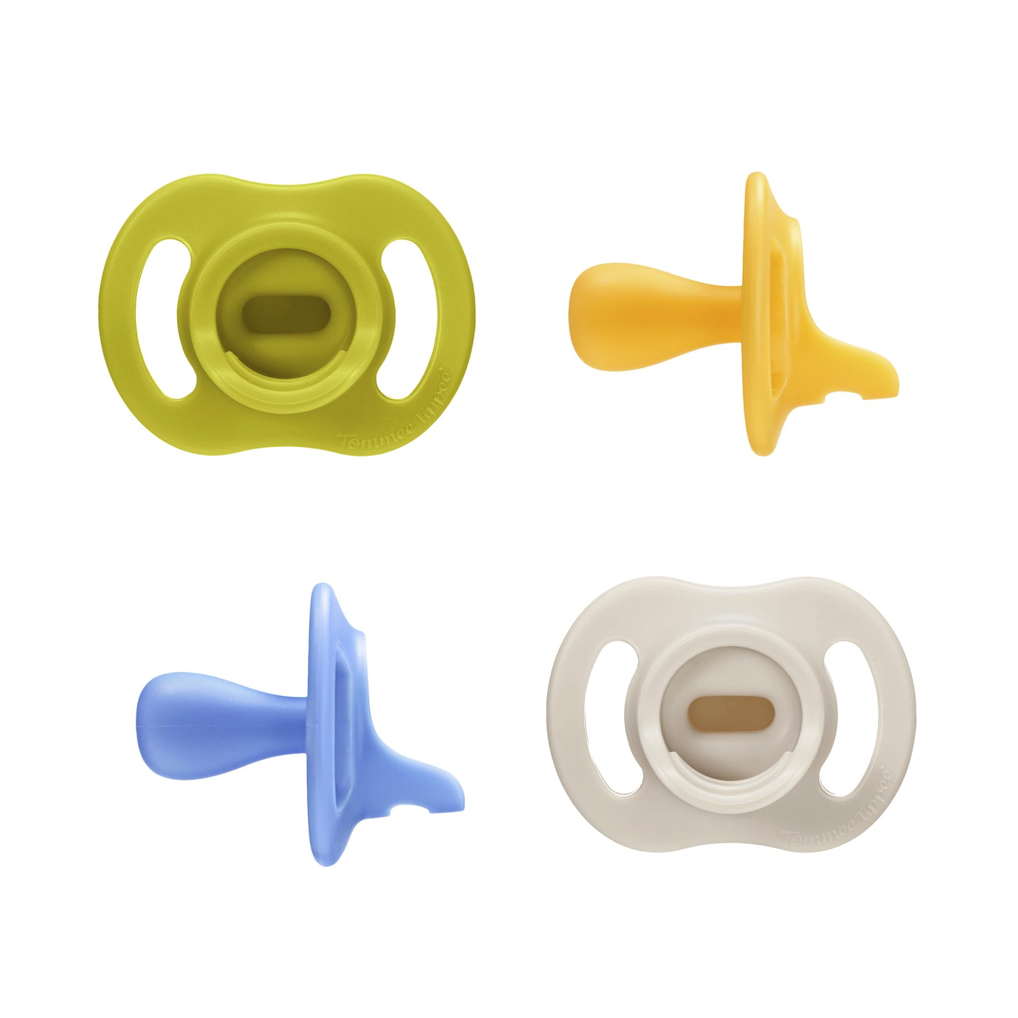 Tommee Tippee front packaging showing pack of four pacifiers and convenience