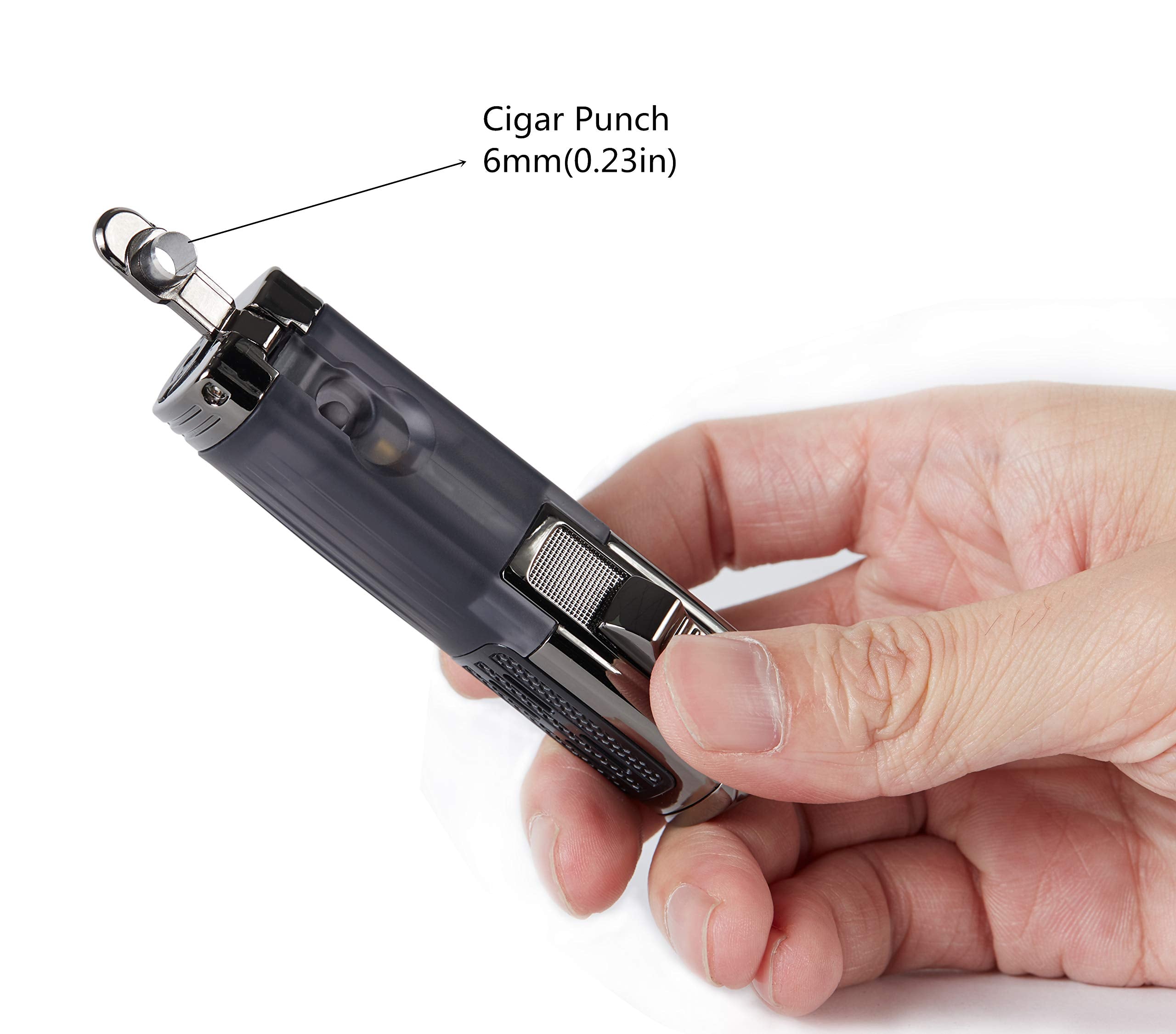 TOMOLO triple jet flame close-up producing wind-resistant powerful ignition