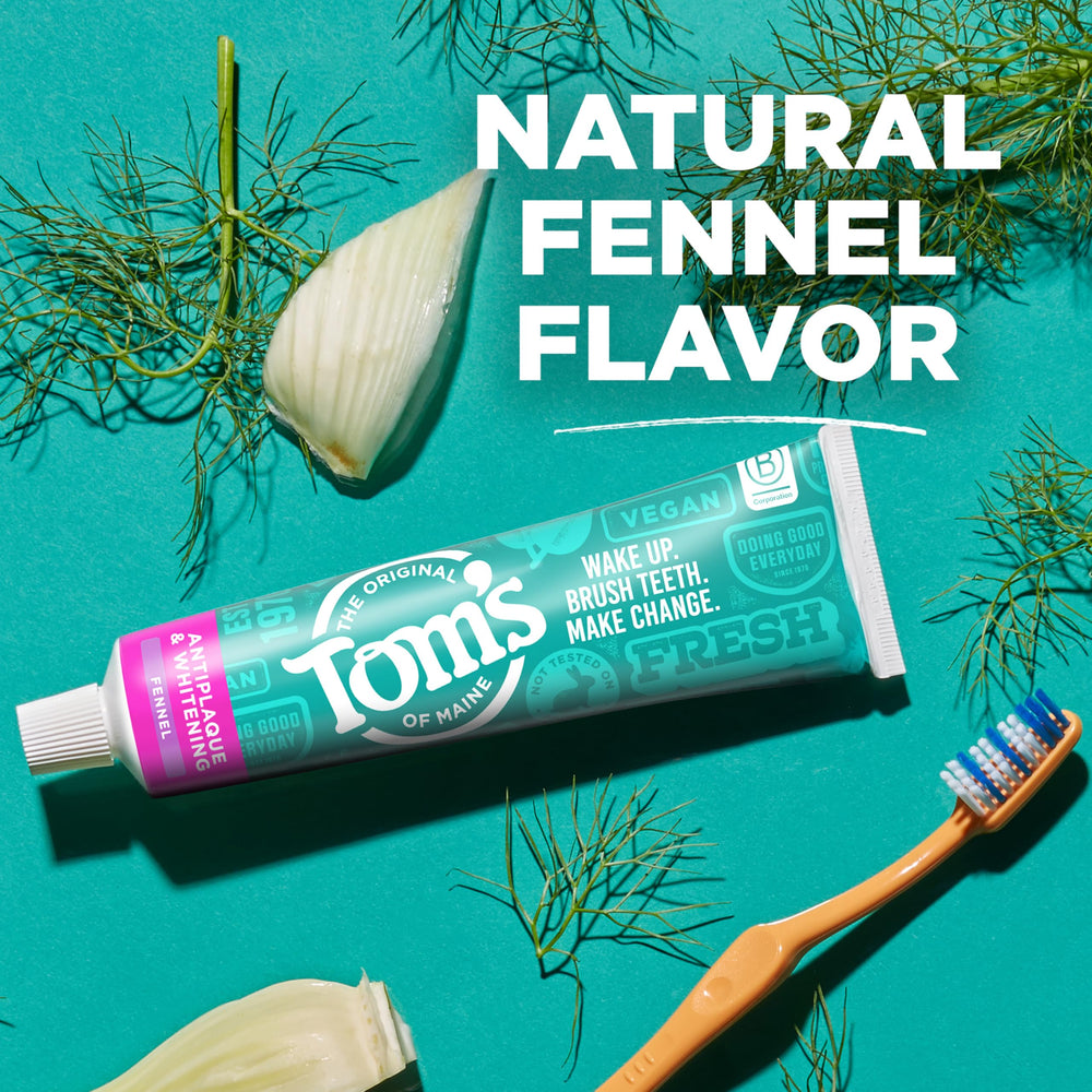 Person brushing with Tom's of Maine demonstrating effective daily plaque control