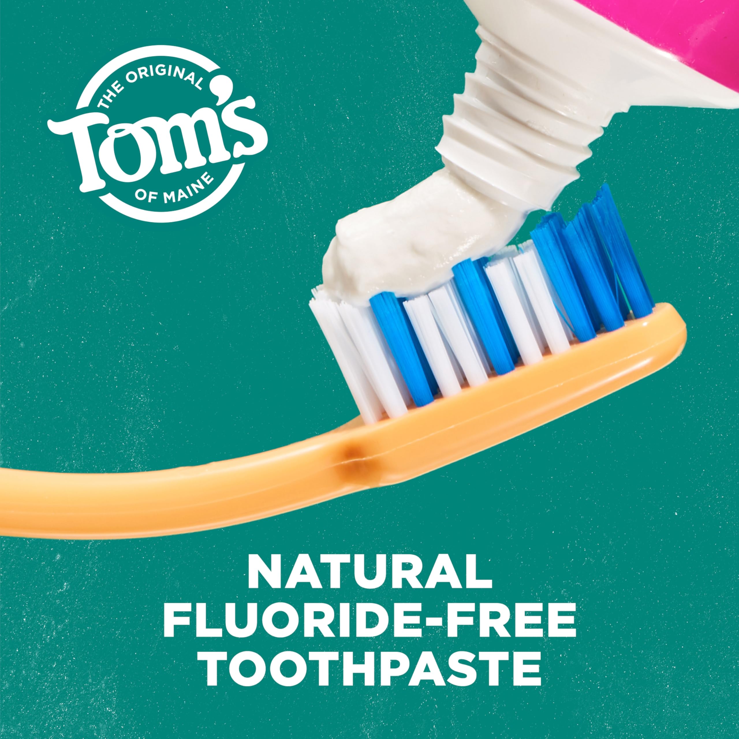 Tom's of Maine paste texture close-up highlights gentle polishing action