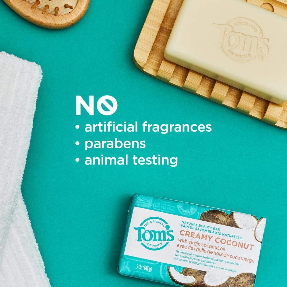 Tom's of Maine Lemon Bergamot bar angled to show texture and refreshing uplift