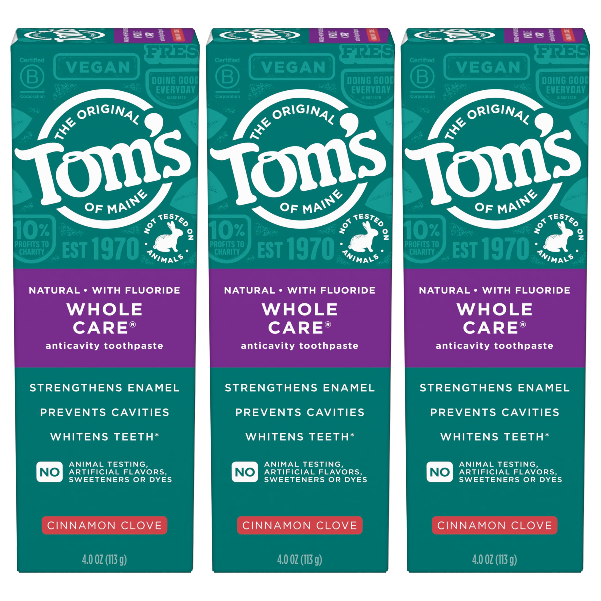 Tom's of Maine front packaging showing product and benefits